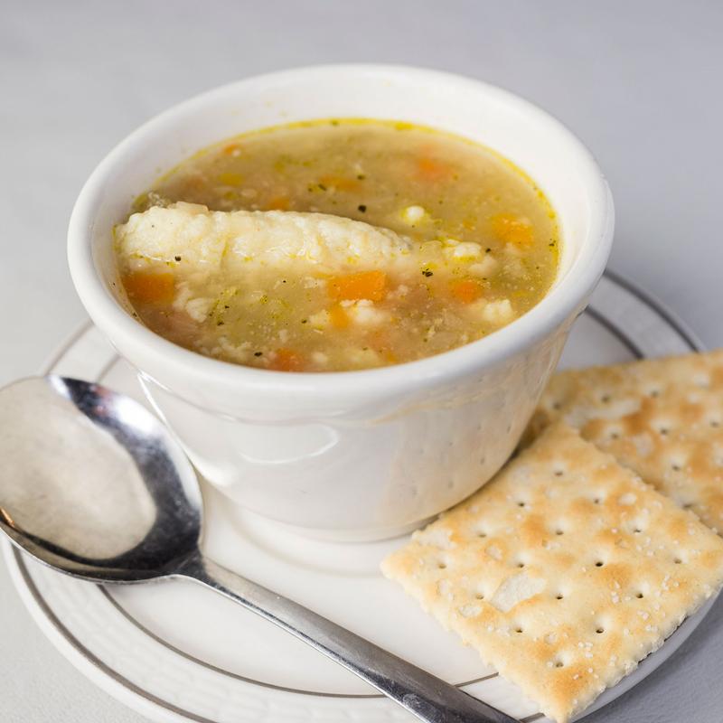 Homemade chicken dumpling soup